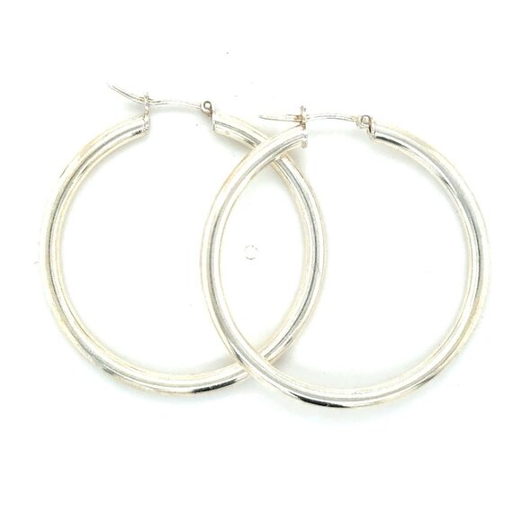 1.5” Large Hoops Silver Earrings - Picture 1 of 3